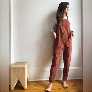 STORQ Maternity Anytime Overalls Unstructured Jumpsuit in Cinnamon Sz:2/Small